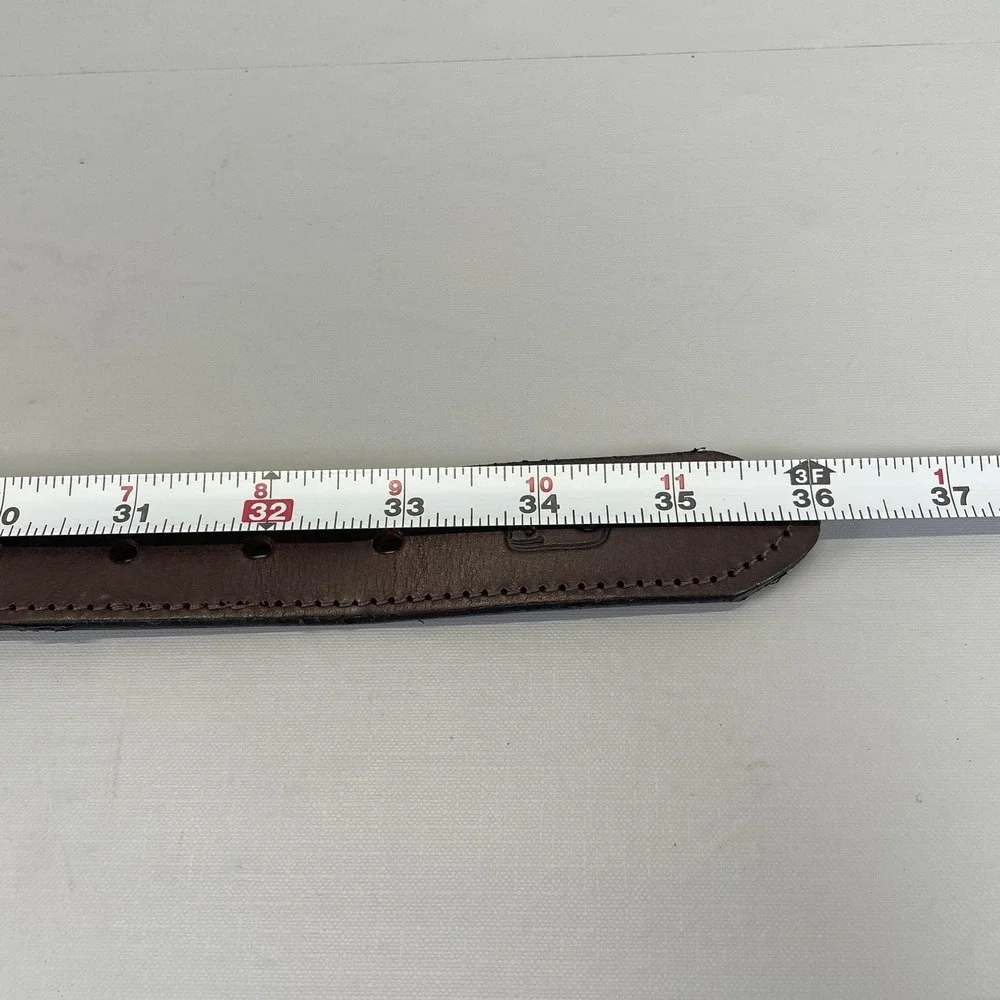 Vineyard Vines Club Belt Mens 30 Red Navy Textile Lacrosse Leather Brass Buckle